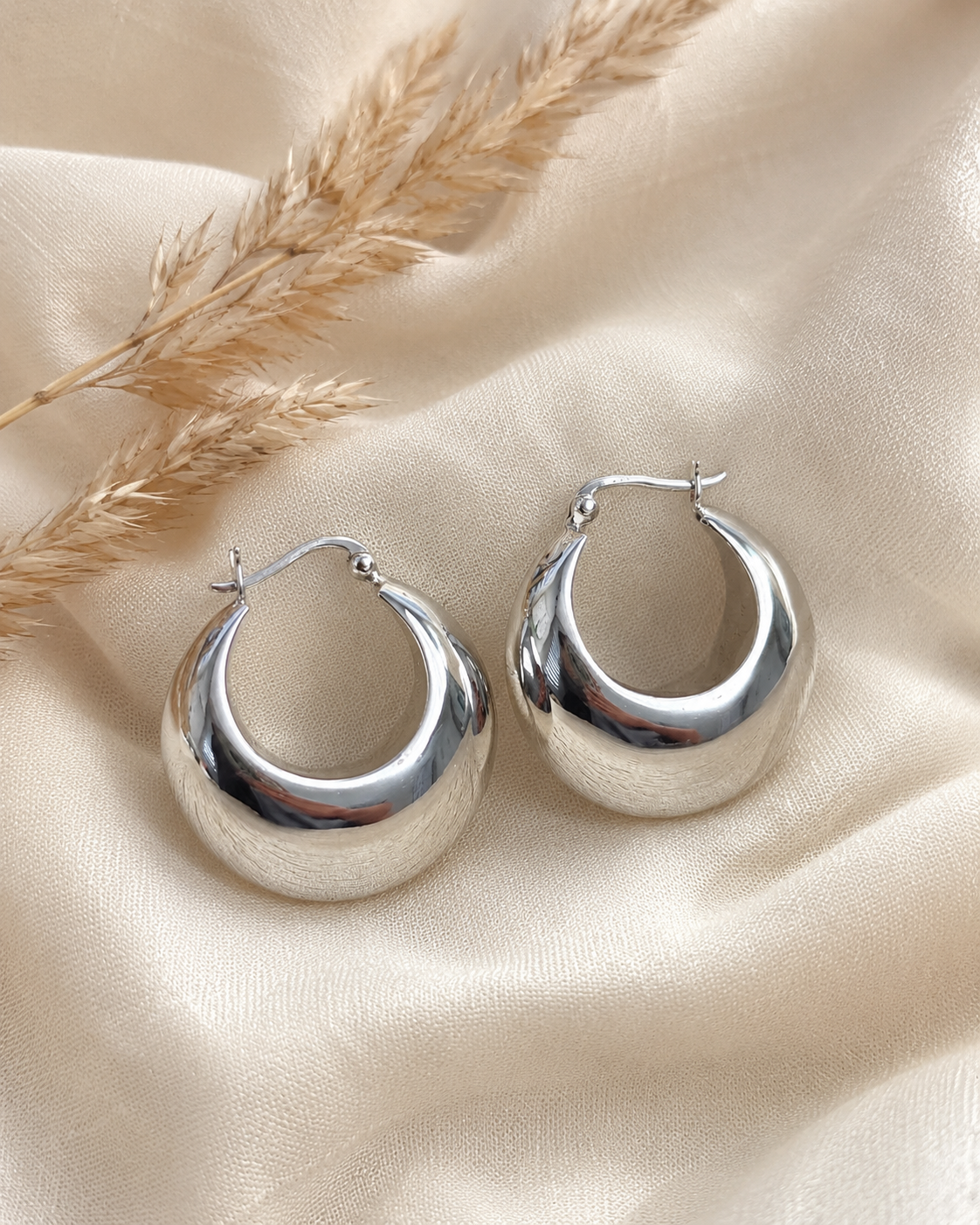Sterling Silver Chunky Huggie Hoop Earrings – Lightweight Hollow 925 Silver Hoops