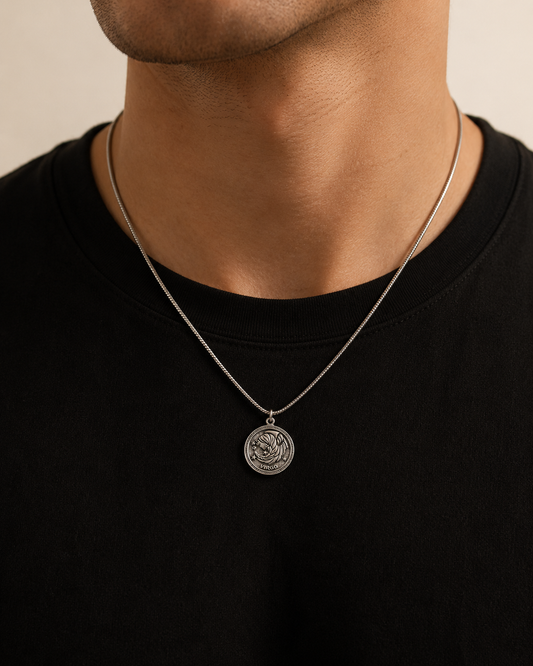 Sterling Silver Virgo Zodiac Coin Necklace – 925 Silver Astrology Pendant