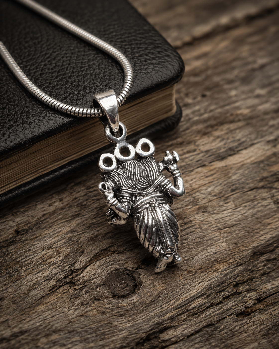 Heavy Solid Sterling Silver 3 Head Ganesha Pendant, Trimurti Ganesh Pendant, Hindu Elephant God Jewelry