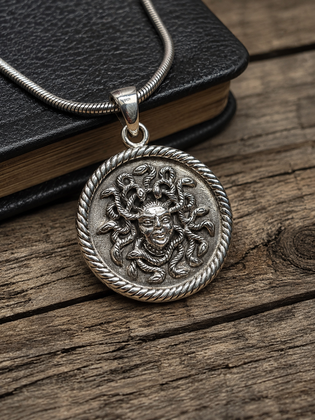 Sterling Silver Medusa Pendant – Heavy Solid Mythology Coin Charm