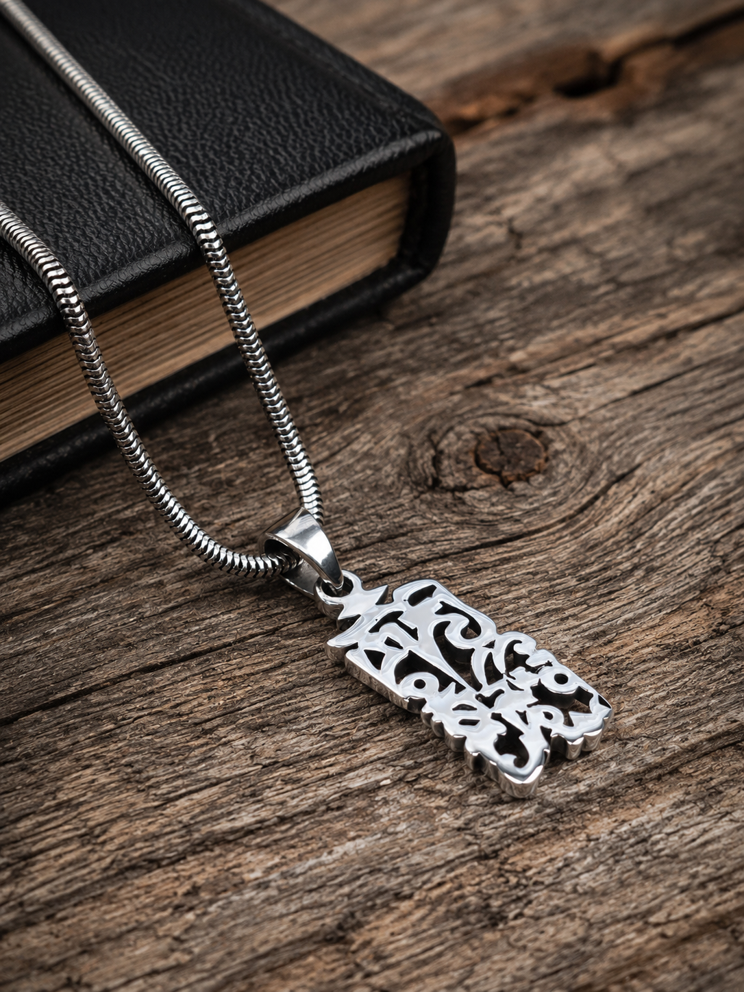Solid Sterling Silver Om Mani Padme Hum Script Pendant | Buddhist Mantra Jewelry
