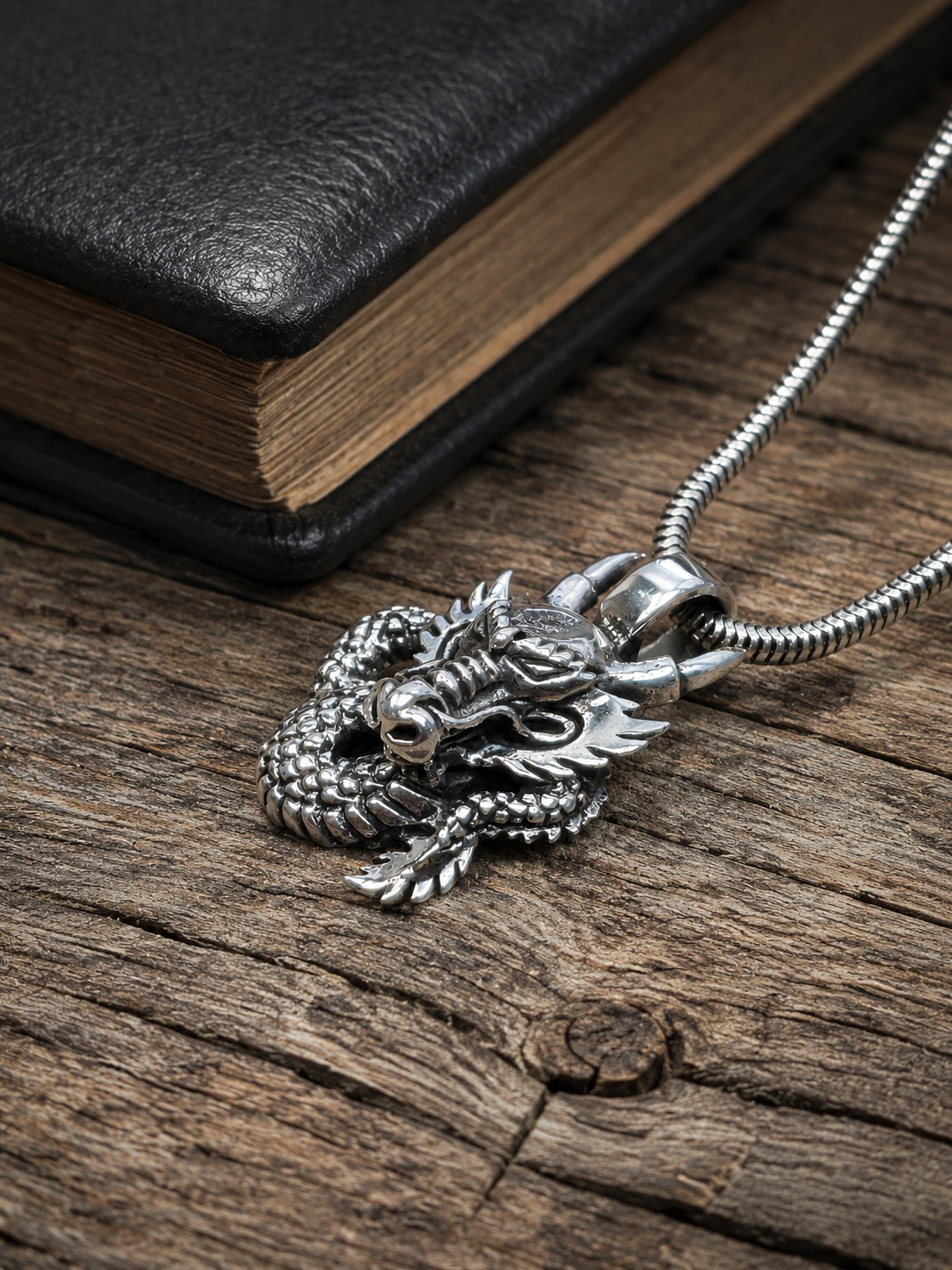 Solid Sterling Silver Dragon Pendant – 925 Silver Oriental Dragon Charm