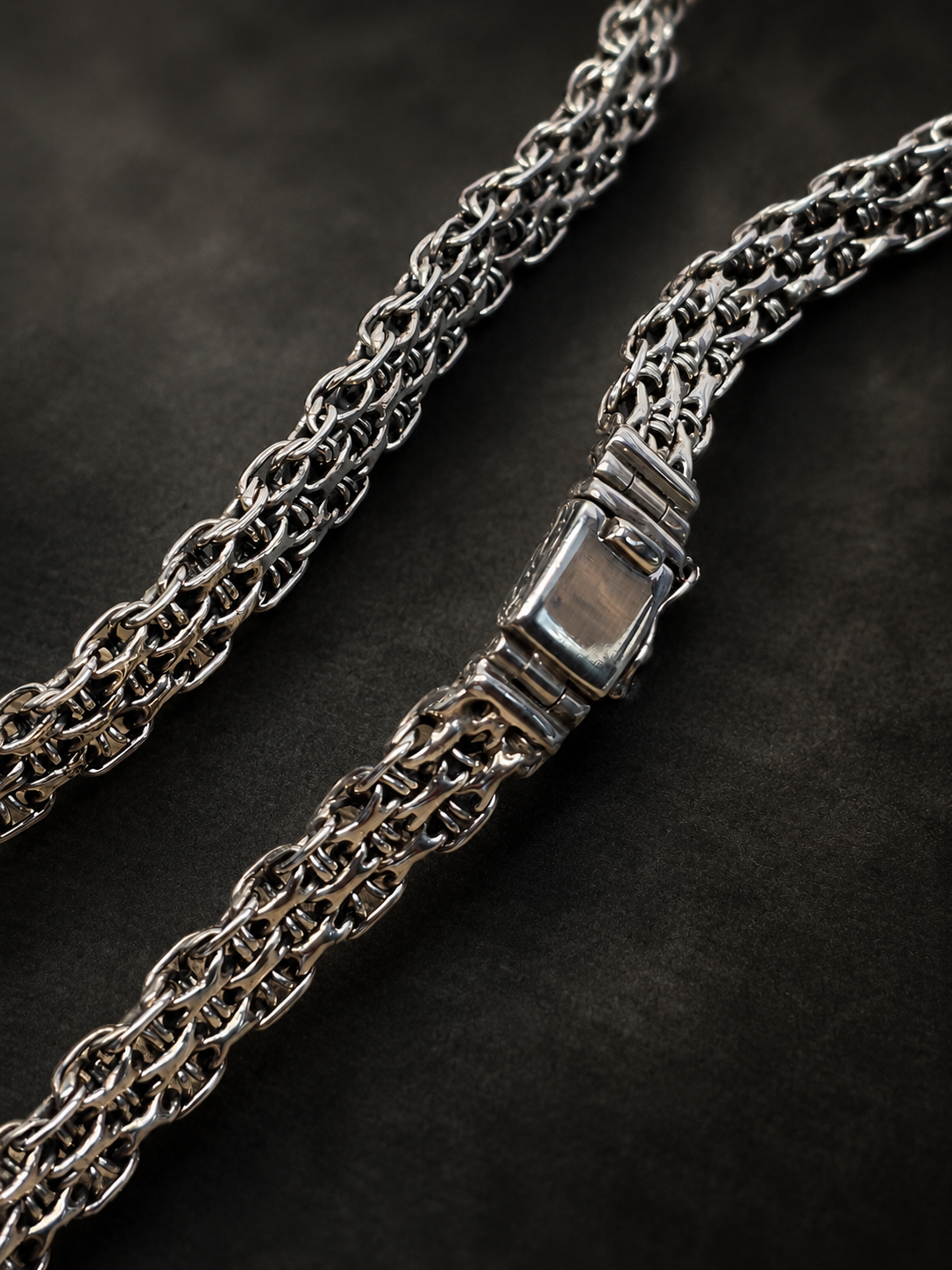 7mm Solid Sterling Silver Byzantine Chain Necklace – 3mm Thick Heavy Unisex 925 Silver Woven Chain