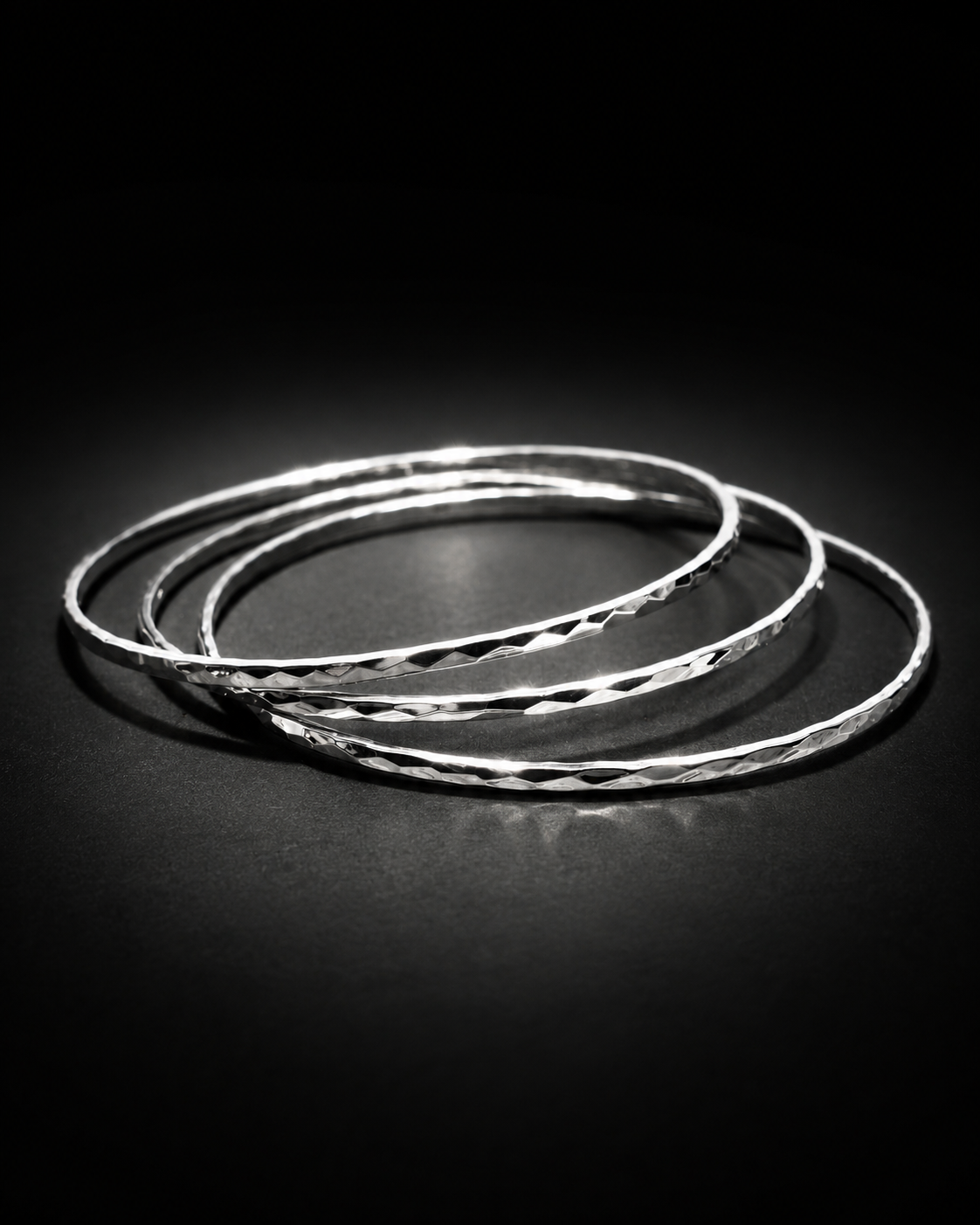 2mm Sterling Silver Hammered Bangle Bracelet | Thin Stackable Silver Bracelet