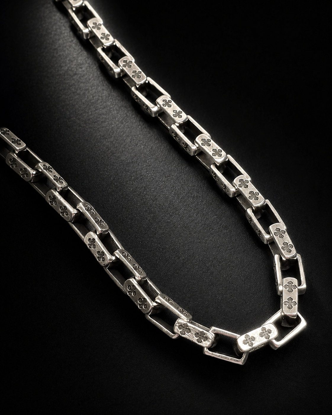Solid Heavy 8mm Vajra Link Sterling Silver Chain Necklace