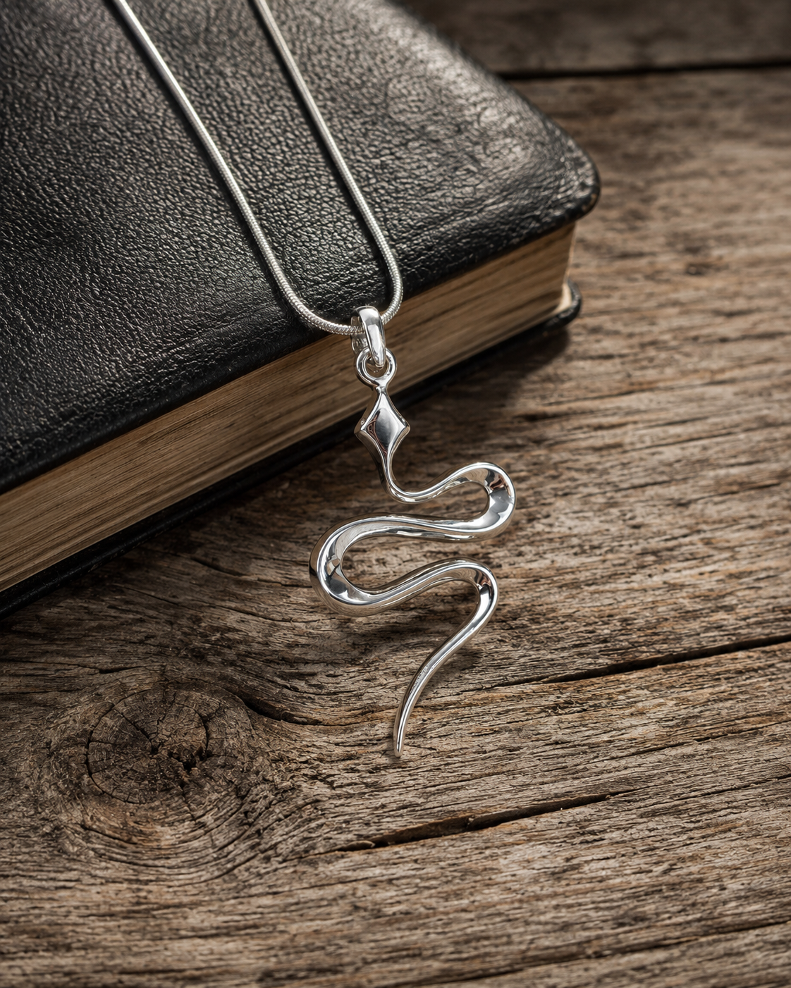 Solid Sterling Silver Snake Pendant – Minimalist Snake Pendant