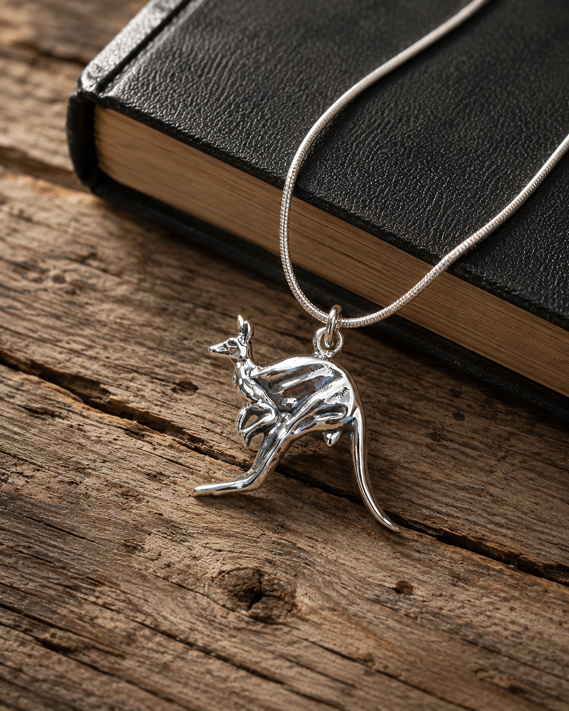 Sterling Silver Kangaroo Pendant – Australian Wildlife Animal Charm Jewelry Gift