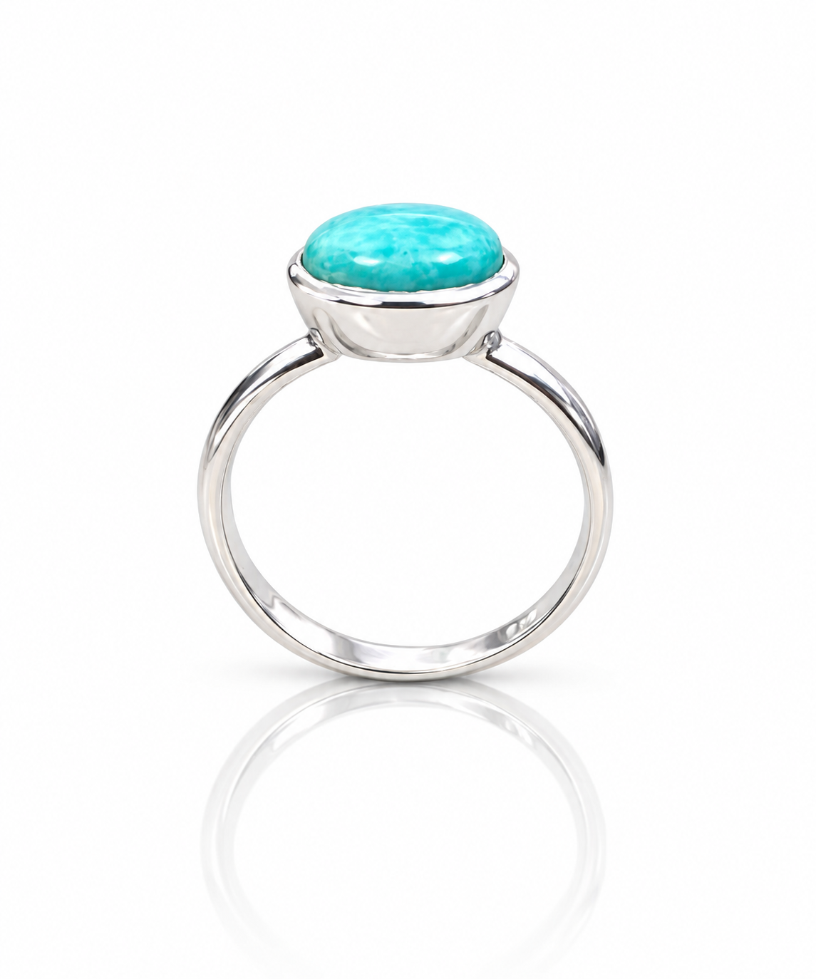 Turquoise Sterling Silver Ring – Oval Gemstone 925 Silver Boho Ring