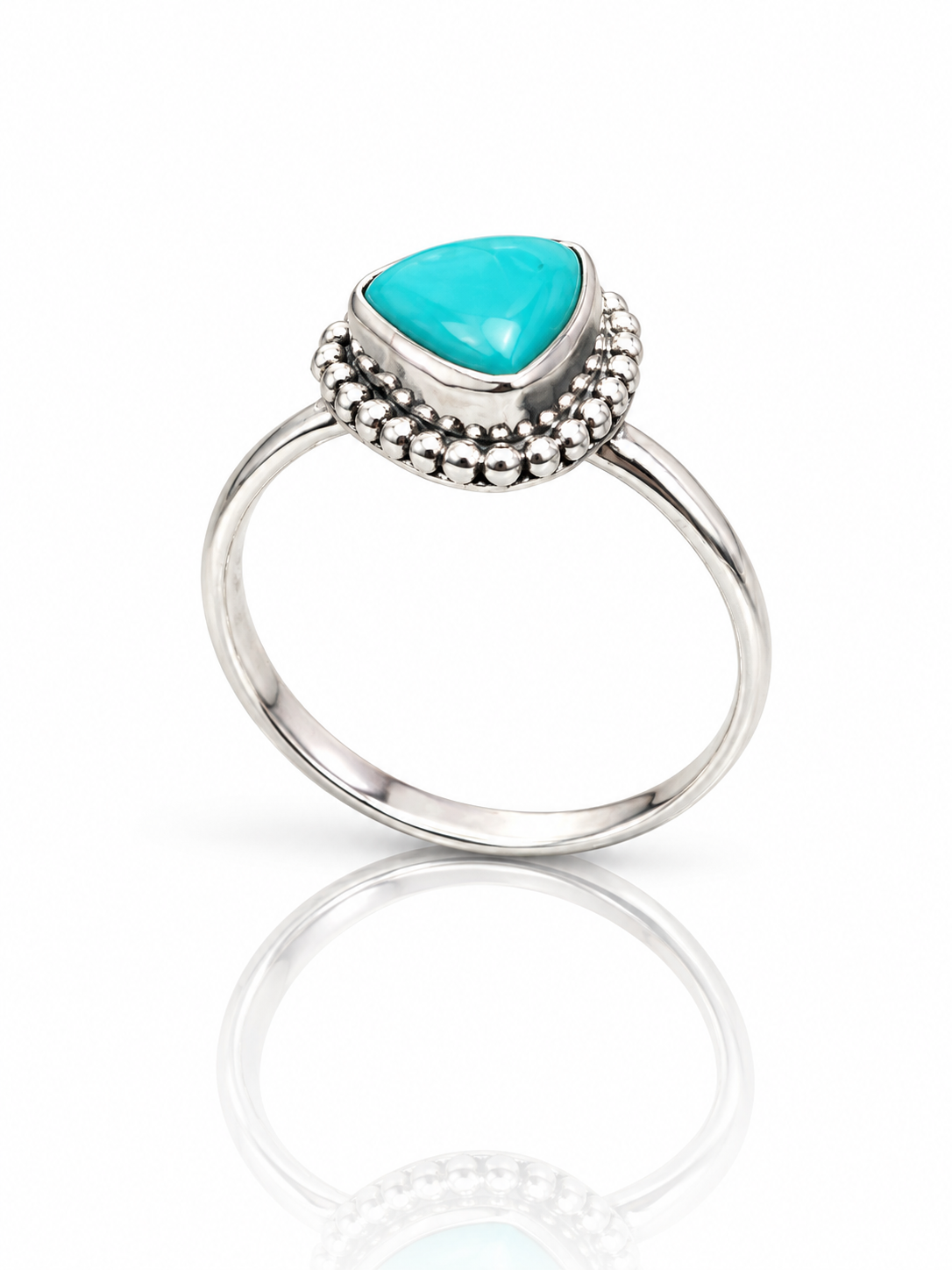 Turquoise Sterling Silver Ring – Boho Triangle Gemstone Ring