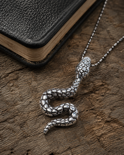Sterling Silver Snake Pendant Necklace – Hollow Serpent Design, Oxidized 925 Silver Jewelry