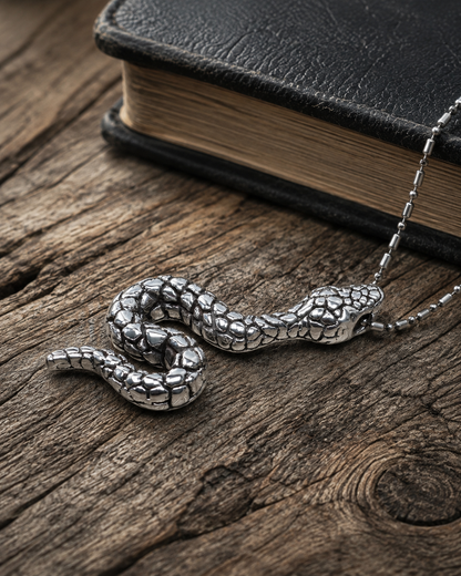 Sterling Silver Snake Pendant Necklace – Hollow Serpent Design, Oxidized 925 Silver Jewelry