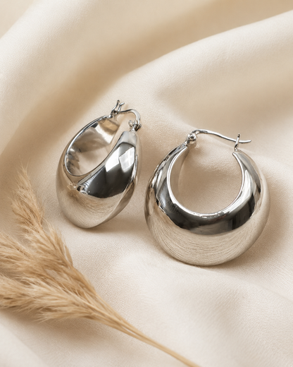 Sterling Silver Chunky Huggie Hoop Earrings – Lightweight Hollow 925 Silver Hoops