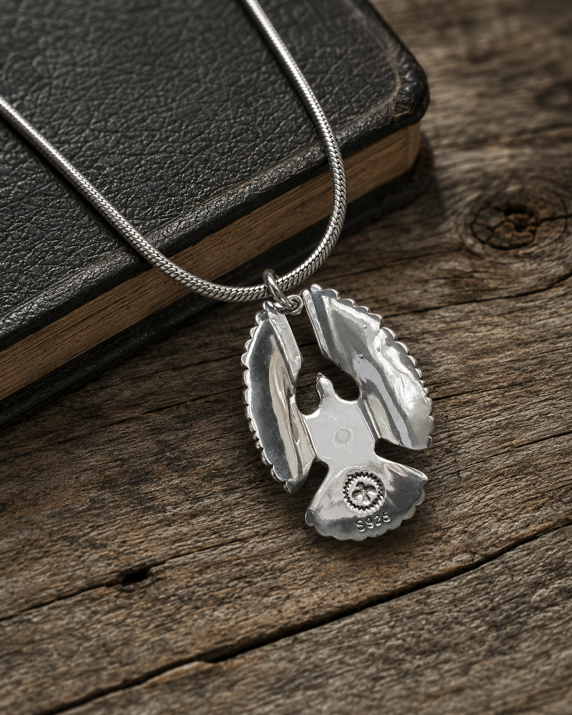 Sterling Silver Eagle Pendant with Brass Center – Bird Necklace Pendant, Southwestern Boho Statement Jewelry