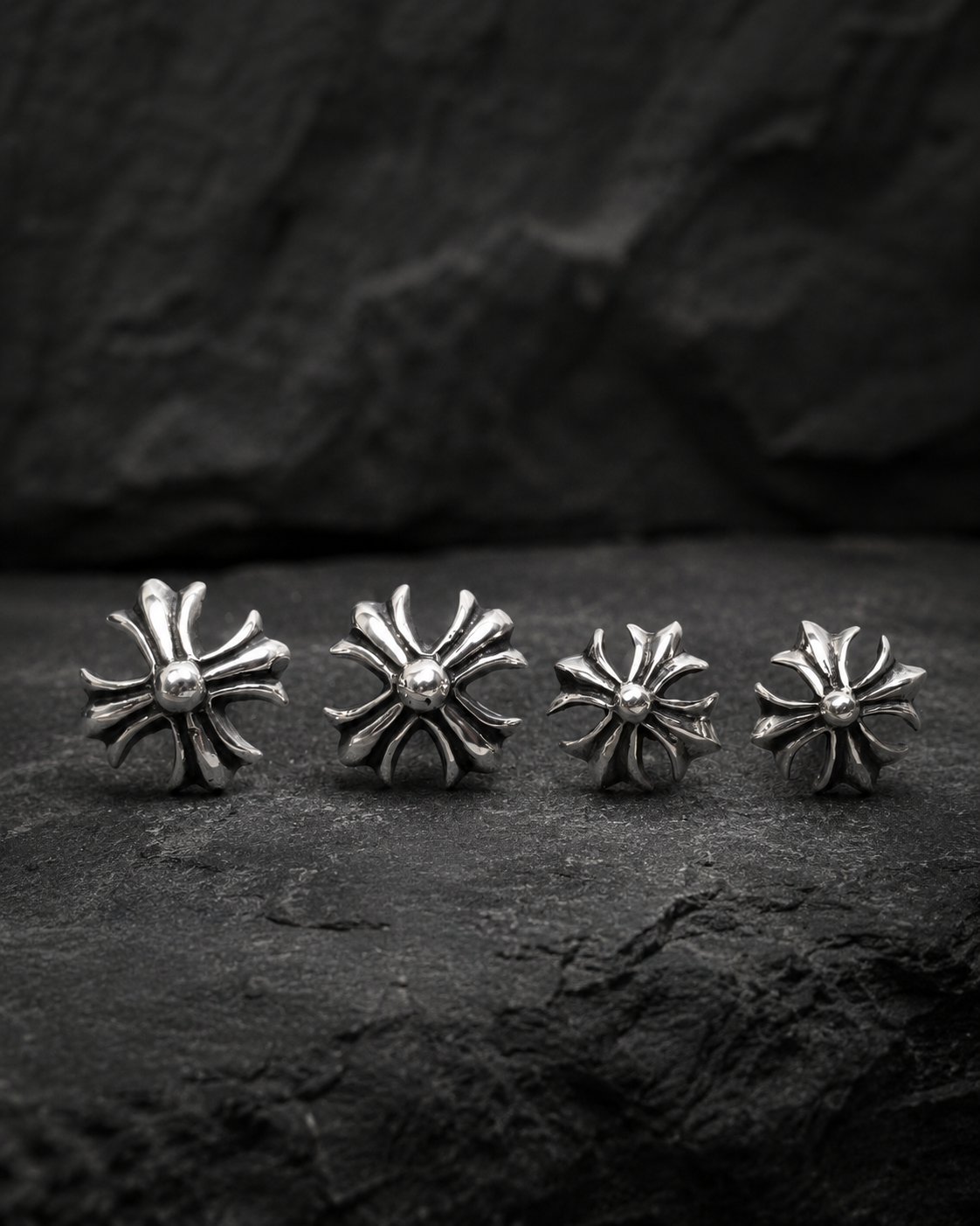 Sterling Silver Gothic Cross Stud Earrings – Handmade 925 Silver Fleur De Lis Cross Earrings