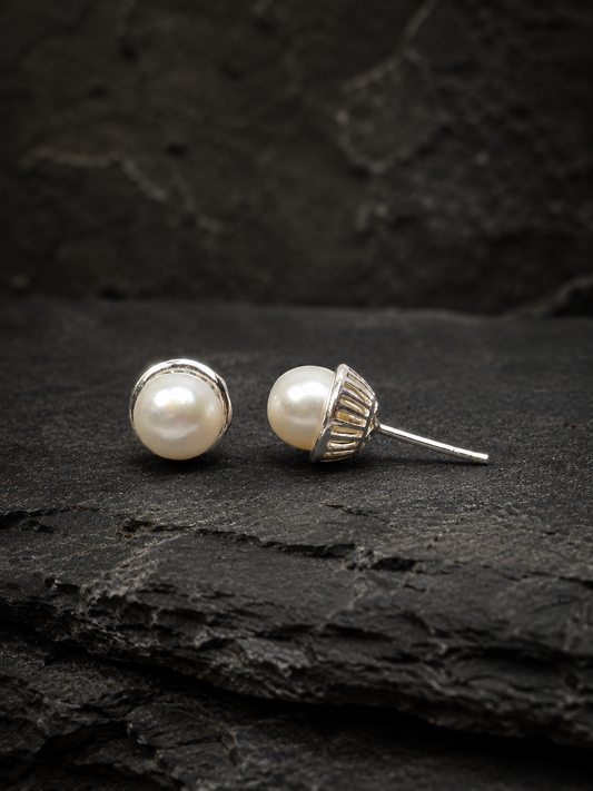 6mm Pearl Stud Earrings in Solid Sterling Silver