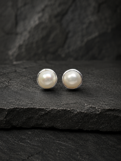 6mm Pearl Stud Earrings in Solid Sterling Silver