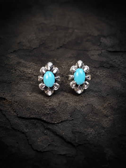 Sterling Silver Turquoise Claw Set Stud Earrings