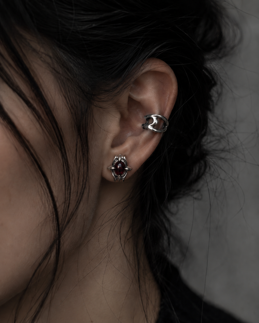 Solid Sterling Silver Garnet Stud Earrings
