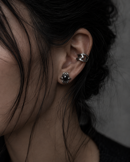Solid Sterling Silver Black Spinel Stud Earrings