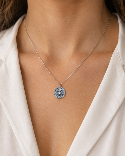 Sterling Silver Taurus Zodiac Necklace – Bull Coin Pendant Astrology Jewelry Gift