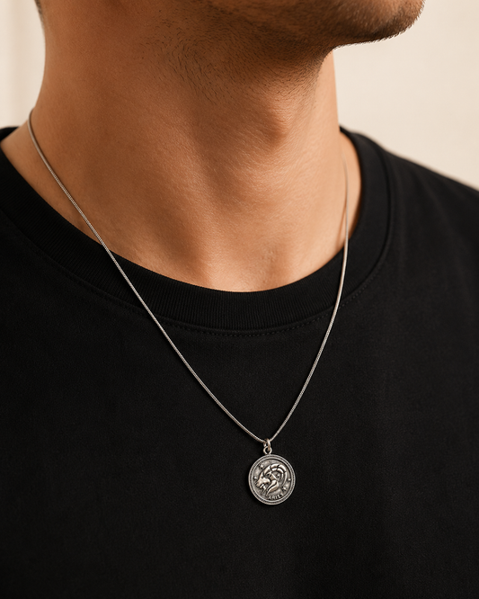 Sterling Silver Aries Zodiac Pendant Necklace – 925 Silver Ram Astrology Coin Charm Jewelry Gift