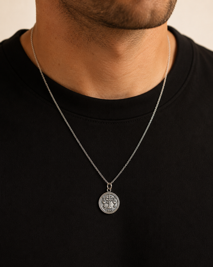 Sterling Silver Libra Zodiac Coin Necklace – Scales Pendant Jewelry Gift
