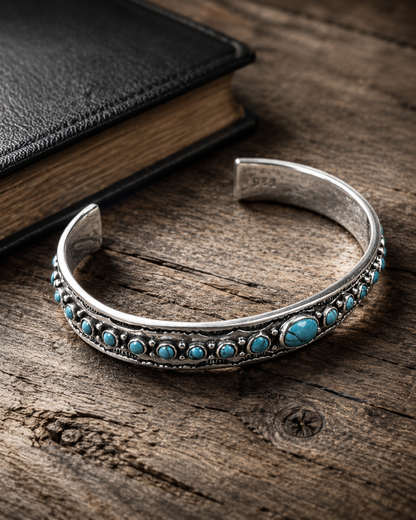 Sterling Silver Turquoise Cuff Bracelet – Unisex Southwestern Boho Statement Bangle