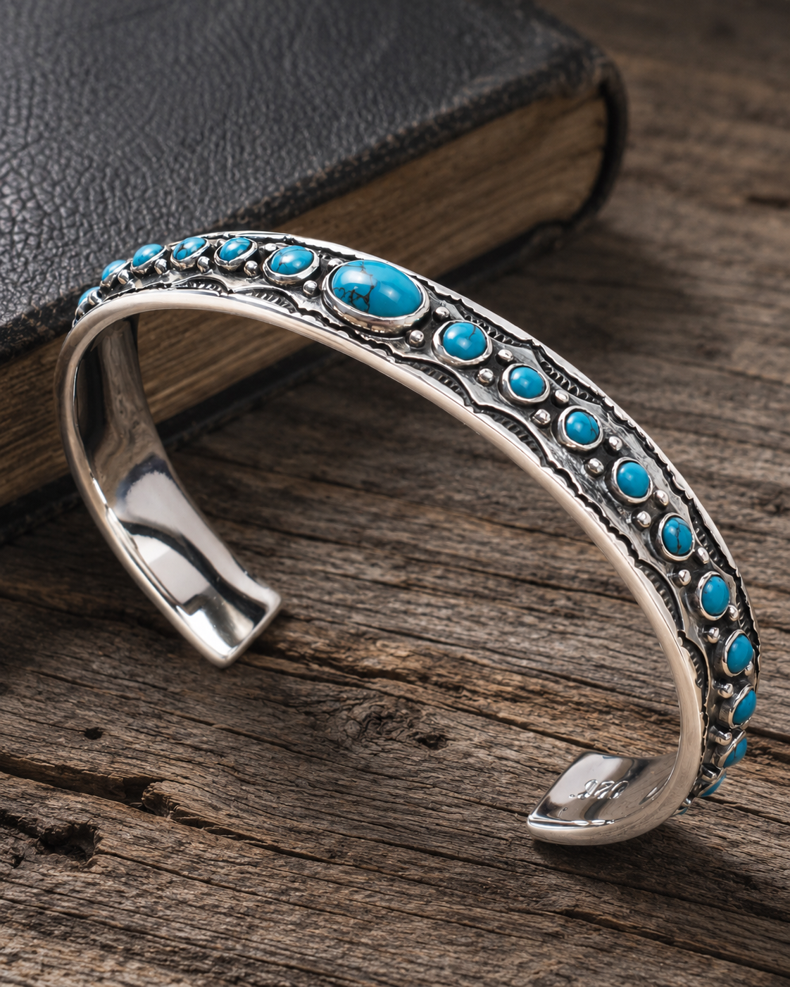 Sterling Silver Turquoise Cuff Bracelet – Unisex Southwestern Boho Statement Bangle
