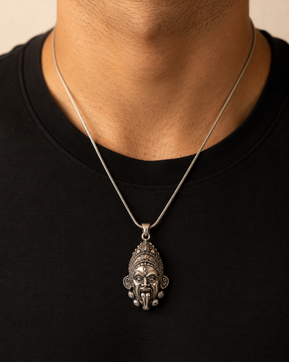 Heavy Solid 925 Sterling Silver Kali Goddess Pendant  – Hindu Deity Jewelry