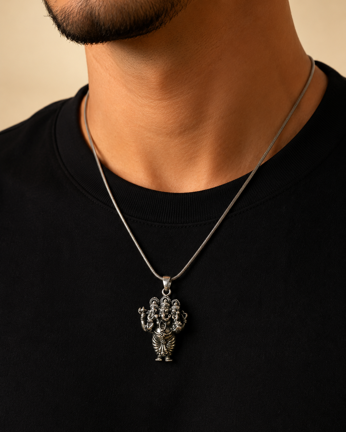 Heavy Solid Sterling Silver 3 Head Ganesha Pendant, Trimurti Ganesh Pendant, Hindu Elephant God Jewelry