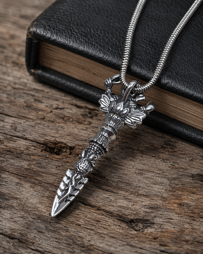 Ganesh Phurba Pendant, Heavy 925 Sterling Silver Ganesha Ritual Dagger Pendant, Dorje Vajra Buddhist Amulet Jewelry