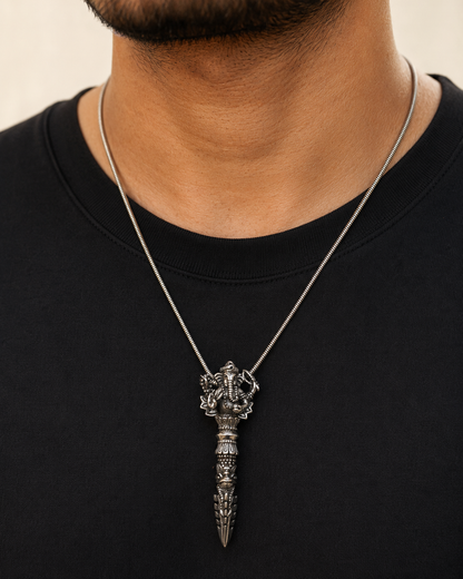Ganesh Phurba Pendant, Heavy 925 Sterling Silver Ganesha Ritual Dagger Pendant, Dorje Vajra Buddhist Amulet Jewelry