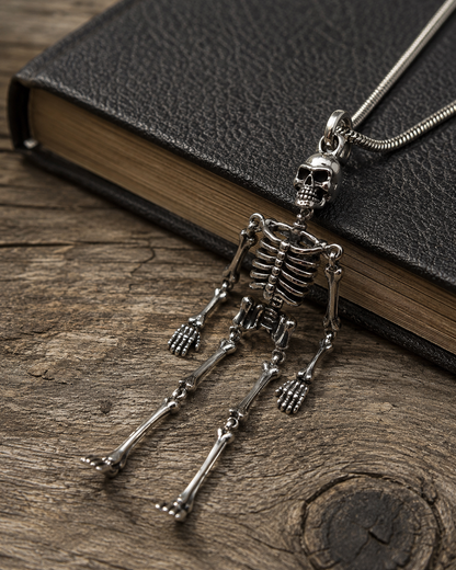 Solid Sterling Silver Skeleton Pendant, Heavy Gothic Skull Pendant, Premium 925 Silver Skull Jewelry