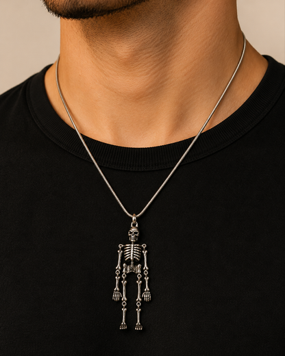 Solid Sterling Silver Skeleton Pendant, Heavy Gothic Skull Pendant, Premium 925 Silver Skull Jewelry