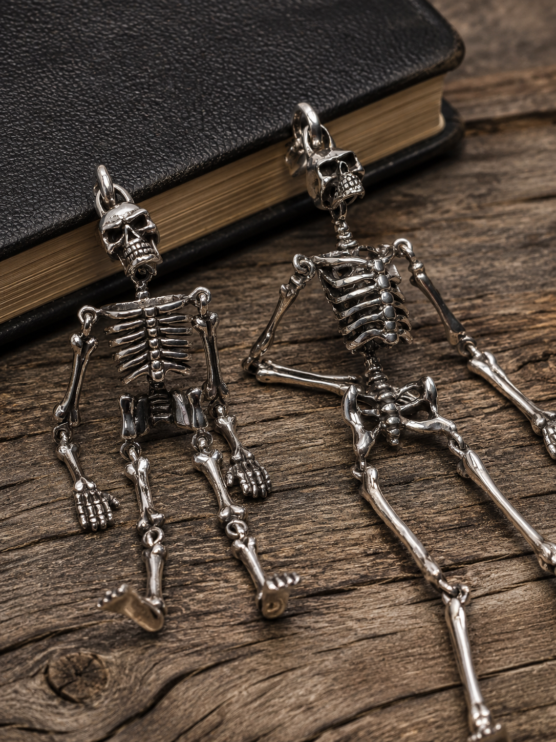 Solid Sterling Silver Skeleton Pendant, Heavy Gothic Skull Pendant, Premium 925 Silver Skull Jewelry