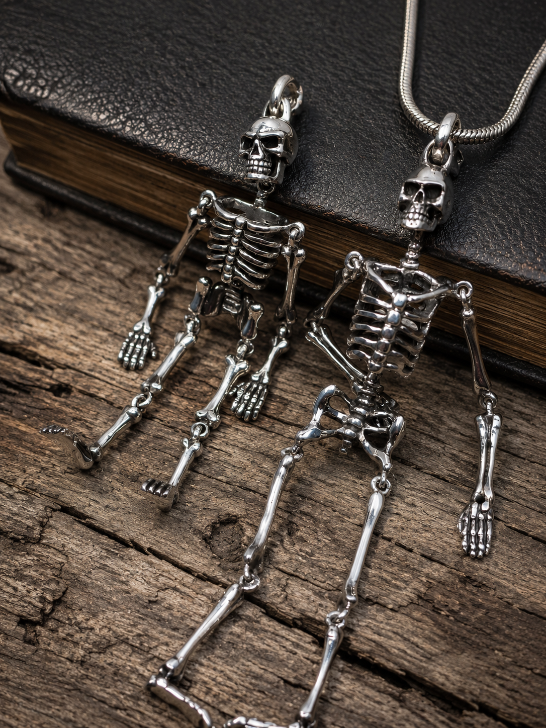 Solid Sterling Silver Skeleton Pendant, Heavy Gothic Skull Pendant, Premium 925 Silver Skull Jewelry