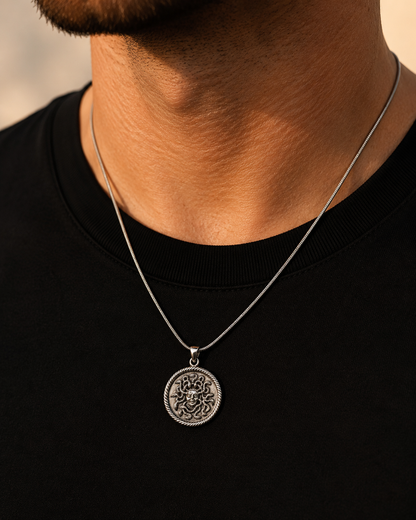 Sterling Silver Medusa Pendant – Heavy Solid Mythology Coin Charm