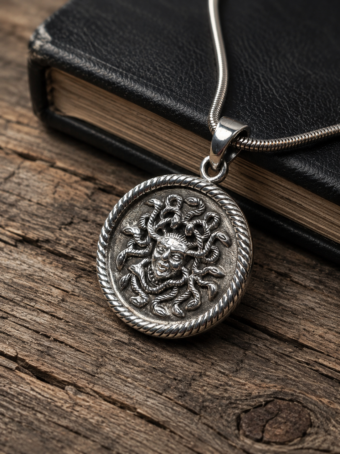 Sterling Silver Medusa Pendant – Heavy Solid Mythology Coin Charm