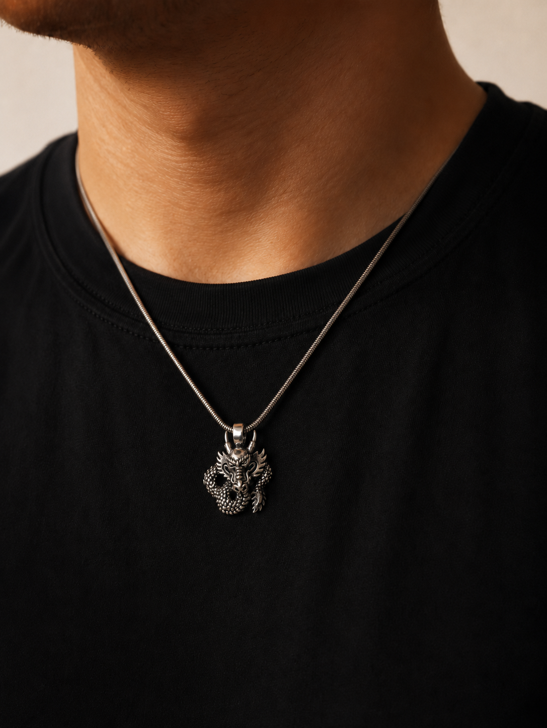 Solid Sterling Silver Dragon Pendant – 925 Silver Oriental Dragon Charm