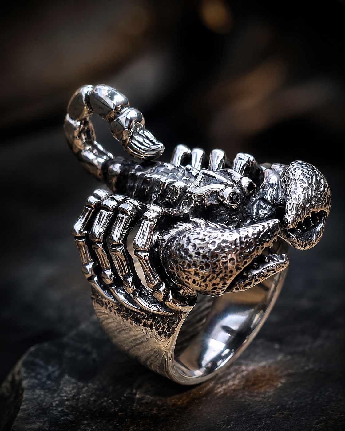 Solid Heavy Sterling Silver Scorpion Ring, Detailed Scorpion Gothic Statement Ring