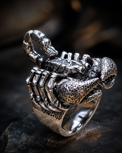 Solid Heavy Sterling Silver Scorpion Ring, Detailed Scorpion Gothic Statement Ring