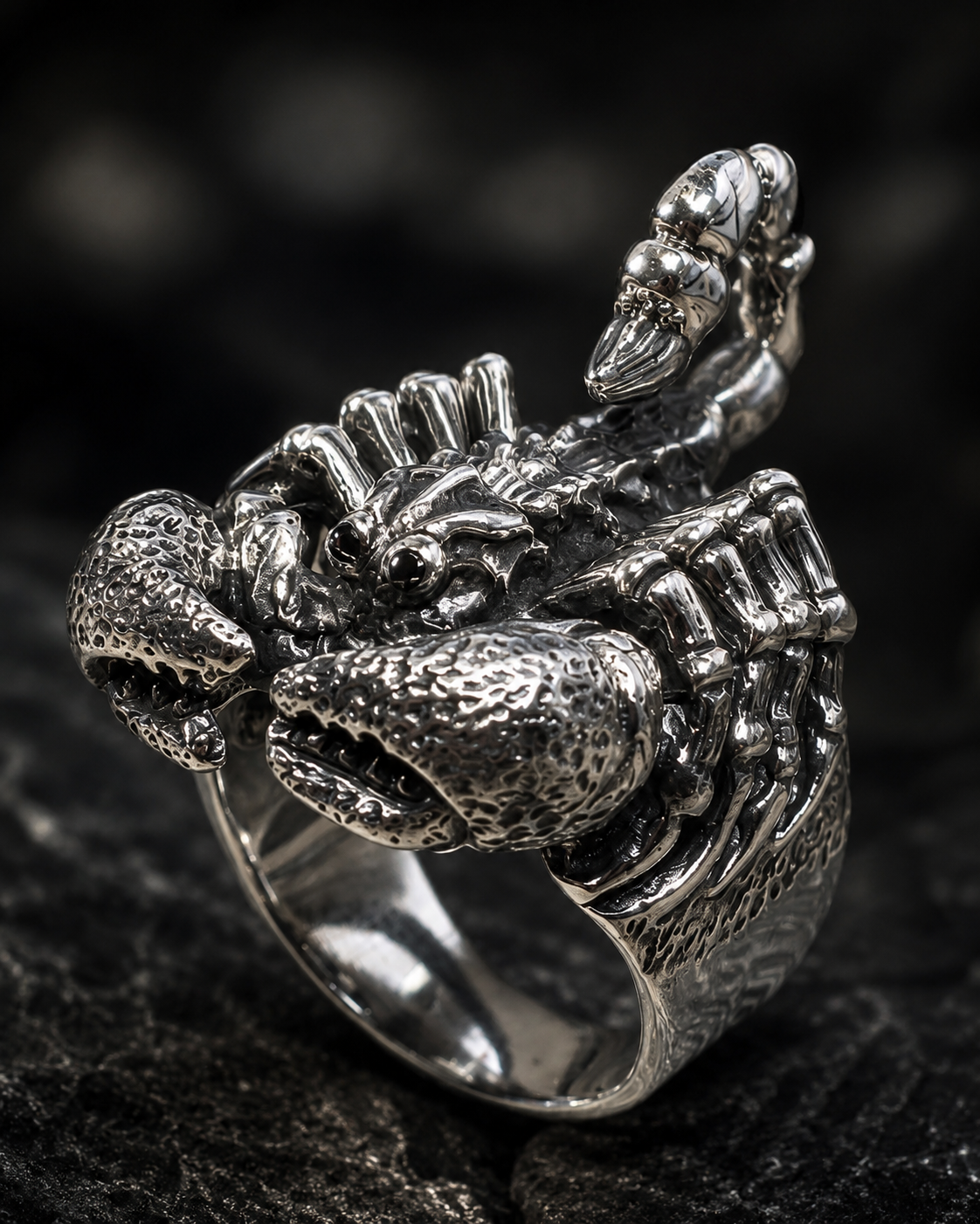 Solid Heavy Sterling Silver Scorpion Ring, Detailed Scorpion Gothic Statement Ring