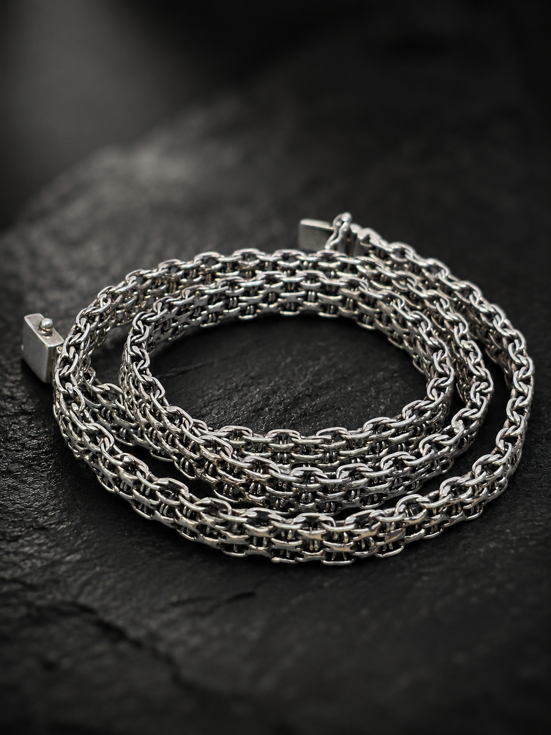 7mm Solid Sterling Silver Byzantine Chain Necklace – 3mm Thick Heavy Unisex 925 Silver Woven Chain