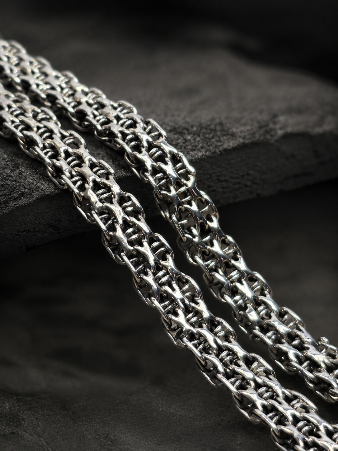 7mm Solid Sterling Silver Byzantine Chain Necklace – 3mm Thick Heavy Unisex 925 Silver Woven Chain