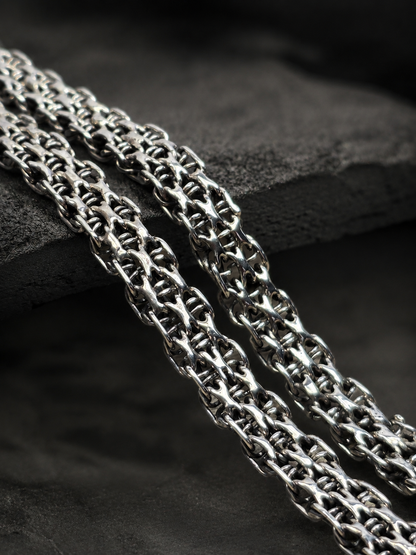 7mm Solid Sterling Silver Byzantine Chain Necklace – 3mm Thick Heavy Unisex 925 Silver Woven Chain