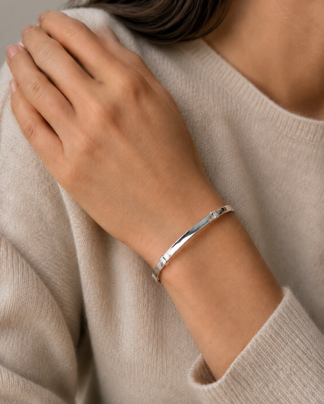5mm Sterling Silver Adjustable Plain Bangle Bracelet – Minimalist Silver Cuff
