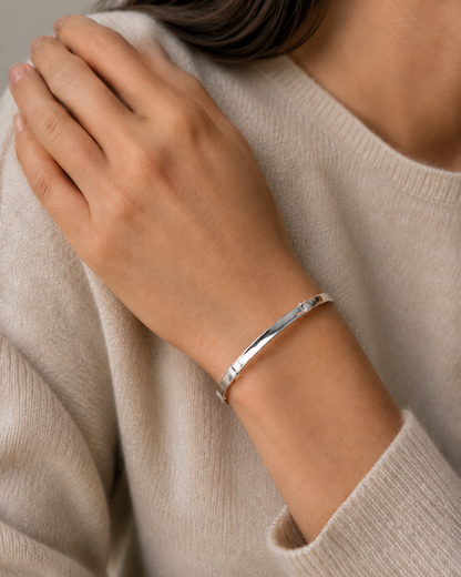 5mm Sterling Silver Adjustable Plain Bangle Bracelet – Minimalist Silver Cuff