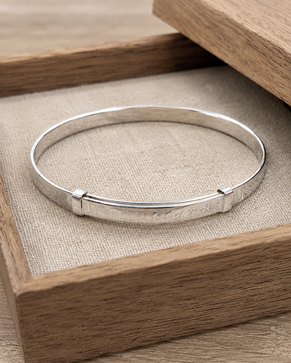 5mm Sterling Silver Adjustable Plain Bangle Bracelet – Minimalist Silver Cuff