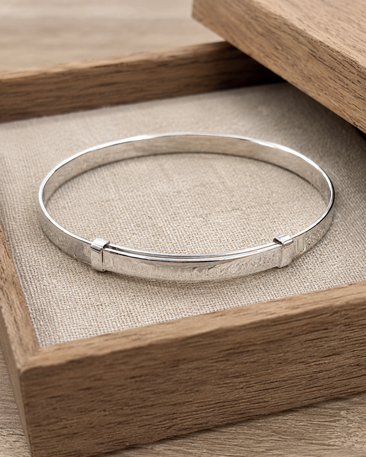 5mm Sterling Silver Adjustable Plain Bangle Bracelet – Minimalist Silver Cuff