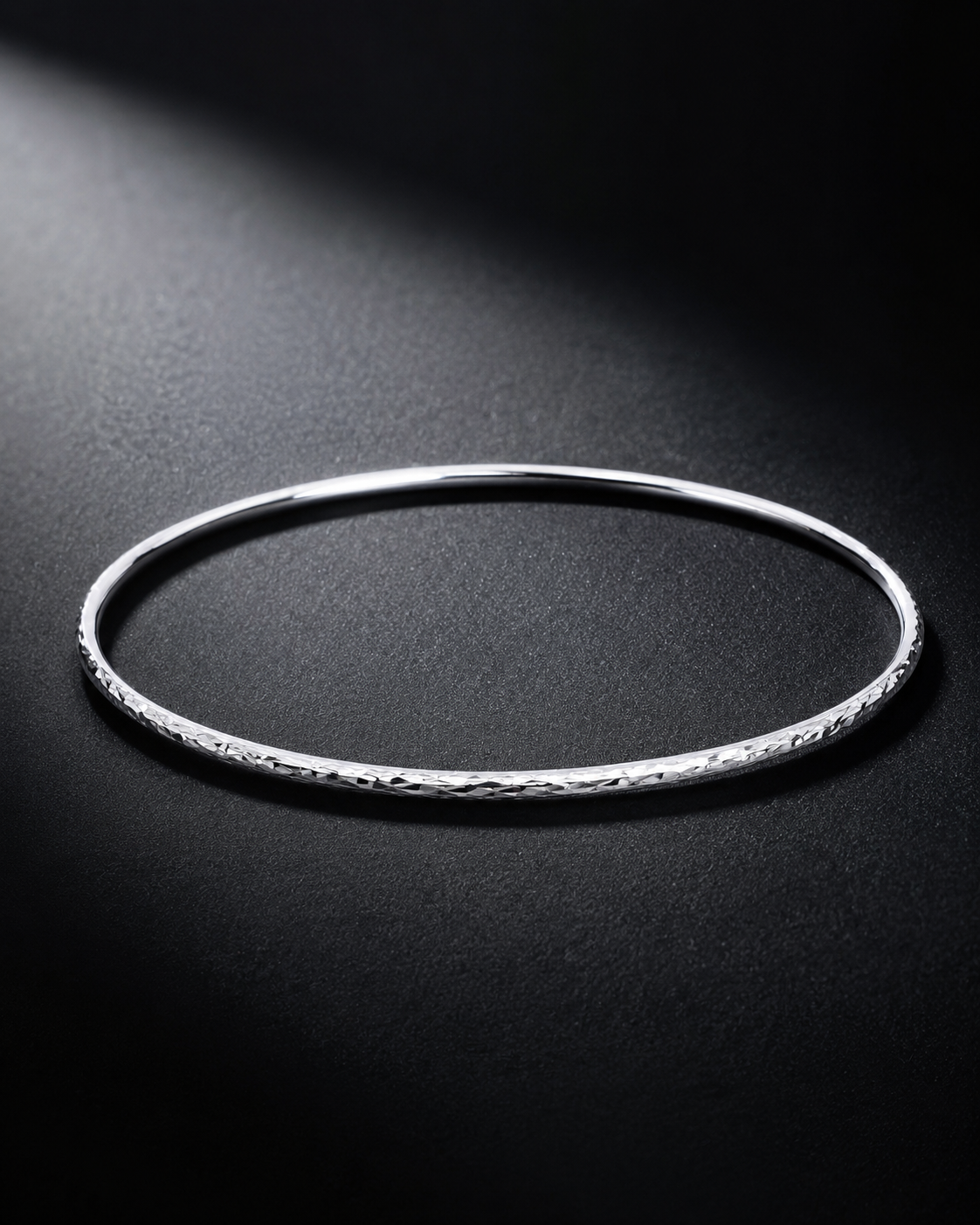 1.5mm Sterling Silver Diamond Cut Bangle Bracelet – Thin Minimalist Stacking Bracelet